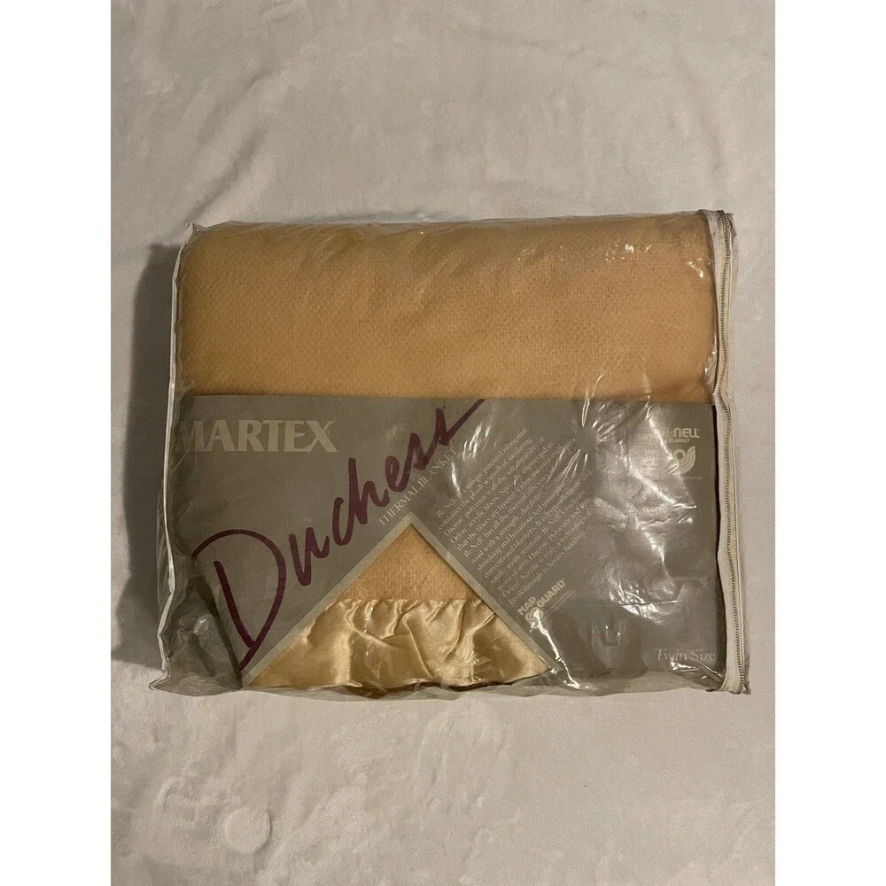 Martex Duchess Vintage Thermal Blanket Satin Trim Binell Twin Size Nap Guard